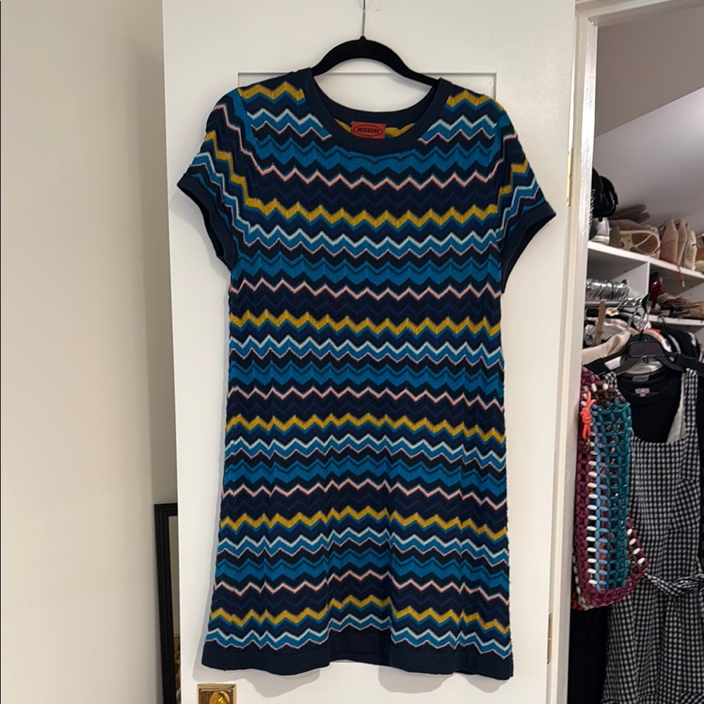 Missoni Chevron Knit Top in Blue and Yellow